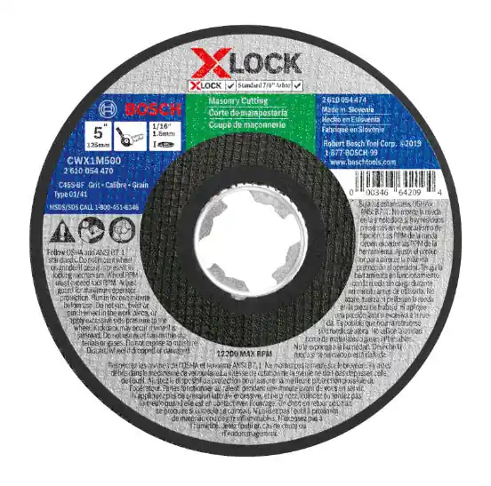Bosch CWX1M500 5 x 1/16 X-LOCK Arbor Type 1a (ISO 41) 24 Grit Masonry Cutting Abrasive Wheel