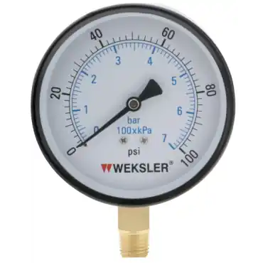 Weksler UA35C4L Steel Cased Dry Pressure Gauge 0-100 PSI