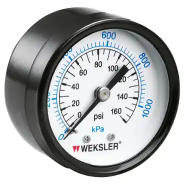 Weksler UA15E8C Steel Cased Dry Pressure Gauge 0 to 200 PSI