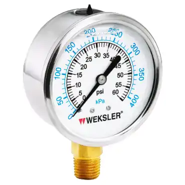 Weksler BY12YPJ4LW Stainless Steel Cased Liquid Filled Pressure Gauge