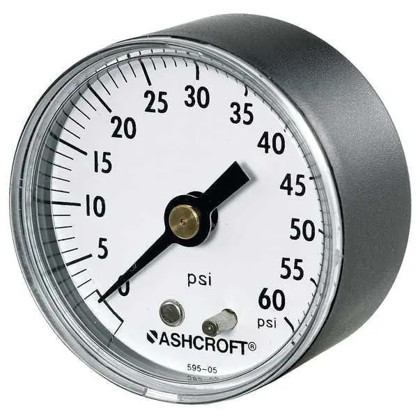 Ashcroft 20W1005PH02B30 Pressure Gauge 1005P 30PSI 2 Diameter 1/4 NPT Back Bourdon Tube Panel Mount