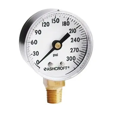 Ashcroft 15W1005H01B30 Pressure Gauge 30PSI 1-1/2 Diameter 1/8 NPT Back Bourdon Tube Panel Mount