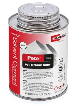 Rectorseal 55924 Pete 602L 8 oz. Fast Set Plastic Clear Pipe Cement