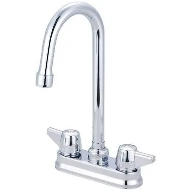 Central Brass 0094-A17 Bar/Laundry Faucet 4 Inch 2 Lever ADA Chrome Gooseneck Swing