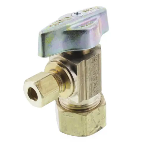 Brasscraft KTCR09XR 1/4-Turn Water Stop Angle Valve 1/2 Inch Nominal Compression x 1/4 Inch OD Compression