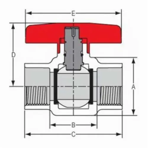 Spears 8722-020 Cwv Ball Valve, 2 In, Socket, Pvc Body, Epdm Softgoods, Domestic
