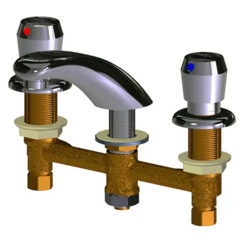 Chicago Faucets 404-V665ABCP Lavatory Faucet 2.2 GPM 8 Deck Mounted 2 Handle Metering