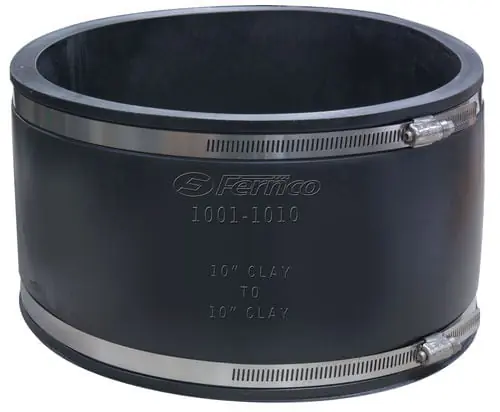 Fernco 1001-1010 Coupling Elastomeric 10 Inch Clay/Clay