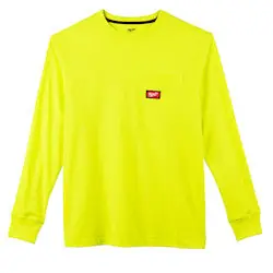Milwaukee 602HV-M Heavy Duty Pocket T-Shirt - Long Sleeve - Hi Vis M