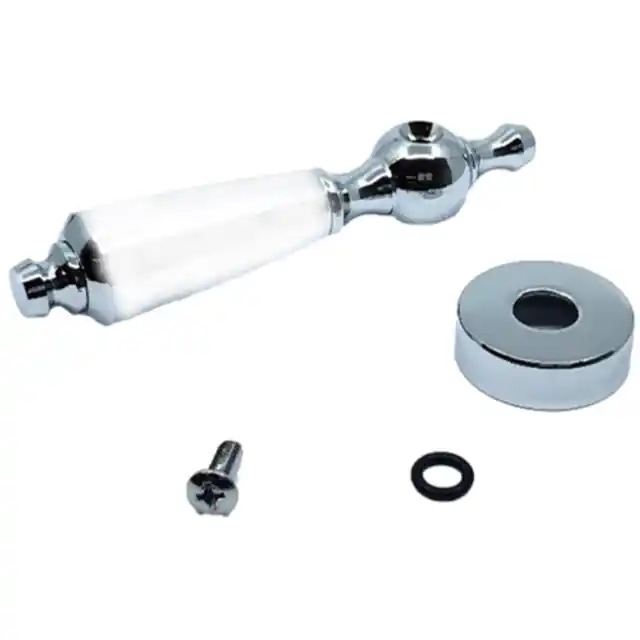 Symmons DF-28-LPO Handle Assembly Porcelain Insert 1 Lever with White Insert Polished Chrome