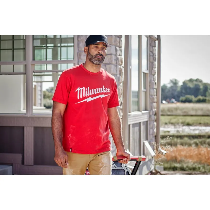 Milwaukee Tool 607R-S Heavy Duty T-Shirt Short Sleeve Logo Red S