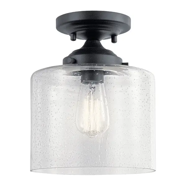 Kichler 44033BK Winslow Semi-Flush Lighting, (1) A19 Incandescent Lamp, 120 VAC, Black Housing