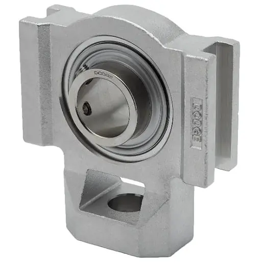 Dodge WSTU-SCFS-107-SHFS Food Grade Wide Slot Take-Up Ball Bearing Unit - Side Mount, 1.4375 in Bore, Stainless Steel Housing, Set Screw Collar, 0.5300 in Slot