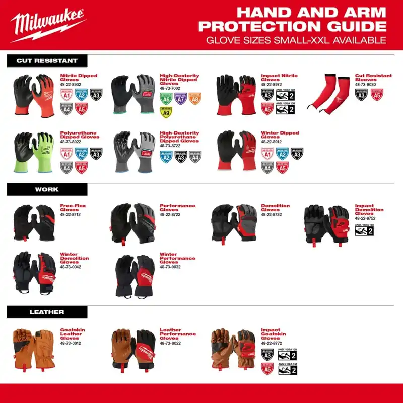 Milwaukee Tool 48-73-7003 High-Dexterity Cut Level 6 Dipped Gloves - XL