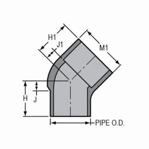 Spears 827-005C 1/2 CPVC 45 ST ELL SPIGOTXSOC SCH80