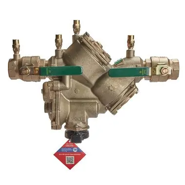 Watts Regulator LF909M1-QT-FS11/2 Backflow Preventer LF909-FS Small Reduced Pressure Zone Assembly 1-1/2 Inch Lead Free Bronze Quarter Turn FNPT