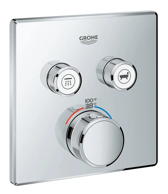 GROHE 29141000 Grohtherm® Three Handle Thermostatic Valve Trim in StarLight® Chrome
