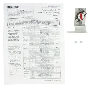 Reznor RZ147676 Fan Control Replacement Kit F150
