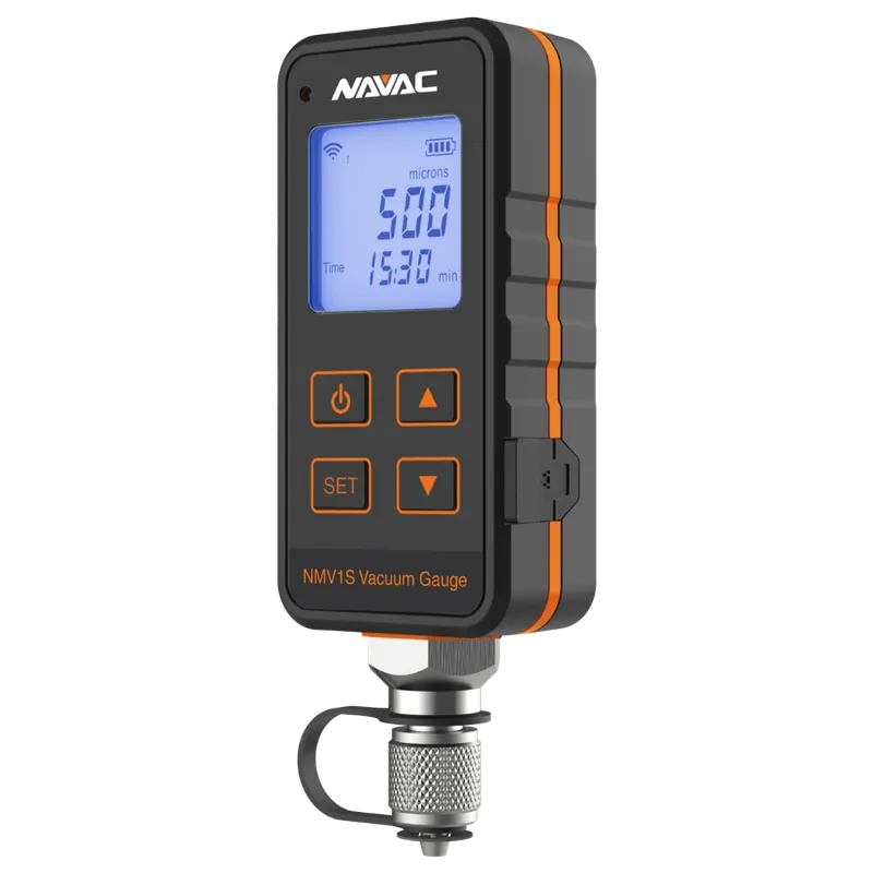 NAVAC NMV1S Premium Micron Vacuum Gauge, 0-25000 Microns 500 psi Digital Display w/ Lithion Ion Battery