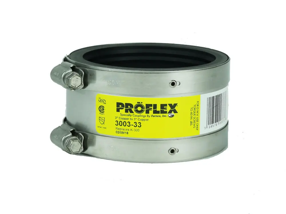 Fernco 3003-33 Coupling 3 Inch Copper x Copper