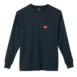 milwaukee 602BL-S heavy duty pocket t-shirt - long sleeve - blue s