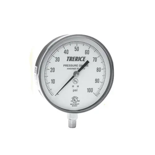 Trerice 600CB4502LA60 Contractor Pressure Gauge 0 to 60 psi 1/4 in MNPT 4-1/2 in Dial Diameter