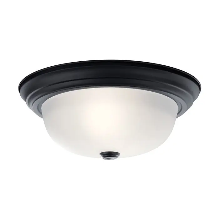 Kichler 8112BK Non-Dimmable Flush Mount Light, (2) A19 Incandescent Lamp, 60 W Fixture, 120 V