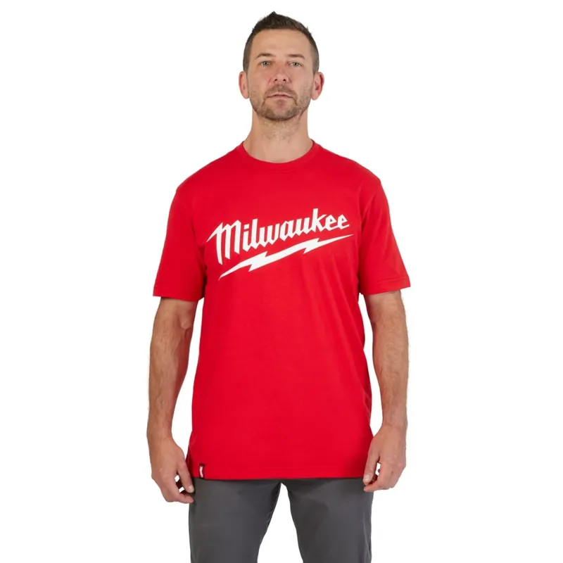 Milwaukee Tool 607R-M Heavy Duty T-Shirt Short Sleeve Logo Red M
