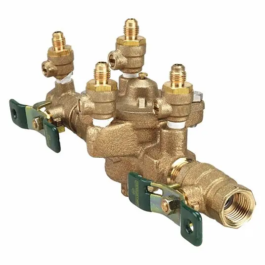 Watts Regulator 1/2-LF009-QT Backflow Preventer LF009 Reduced Pressure Zone Assembly 1/2 Inch Lead Free Bronze Quarter Turn FNPT