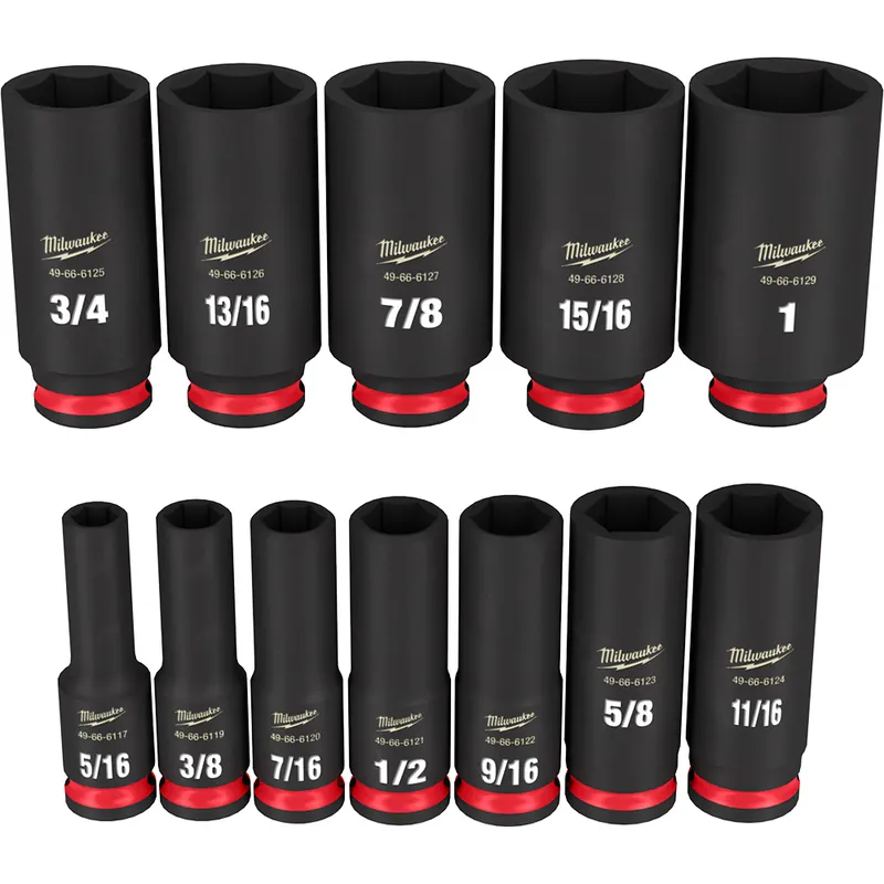 Milwaukee 49-66-7006 SHOCKWAVE Impact Duty 3/8 in Drive 12PC SAE Deep Socket Set
