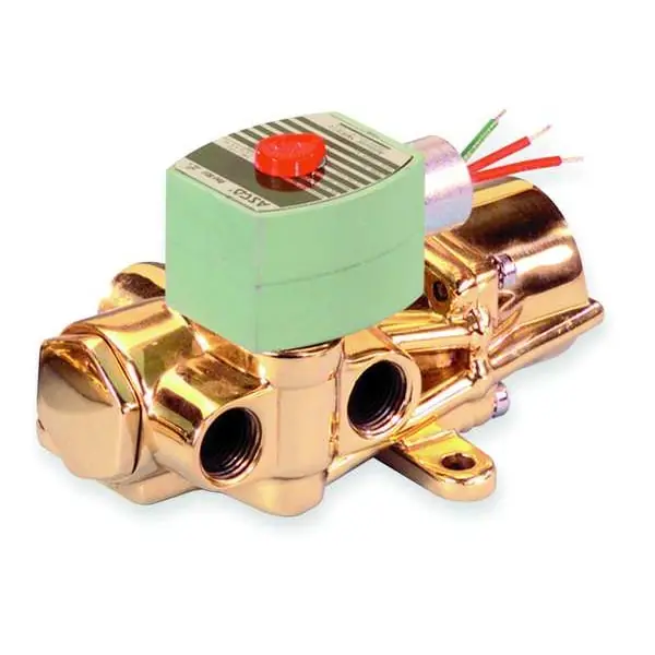 ASCO 8344G070 Solenoid Valve 8344 Brass 1/4 NPT 4 Way Single Solenoid 120AC Nitrile Rubber