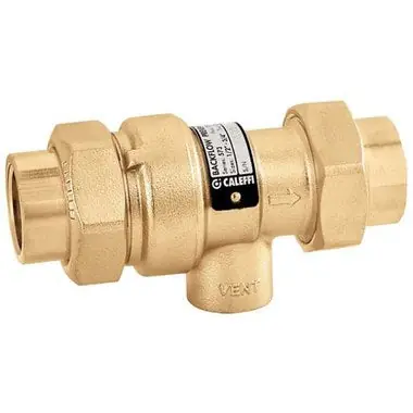 Caleffi 573406A Backflow Preventer 1/2 Inch Brass Dual Check with Atmospheric Port Press Union