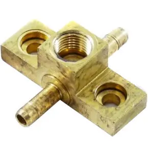 Johnson Controls F-700-80 1/4 Barb x 1/4 Barb x 1/8 FPT Brass Female Drop Ear Adapter Tee