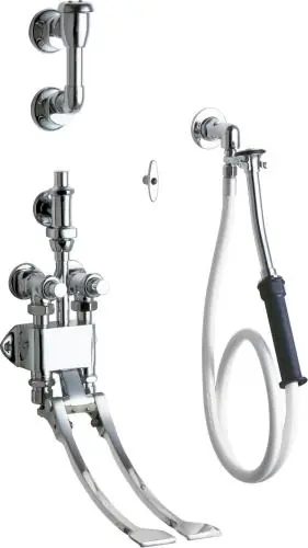 Chicago Faucet 910-G777-19KCP Bedpan Cleaner Pedal Valve with Insulated Handle and Loose Key Polished Chrome