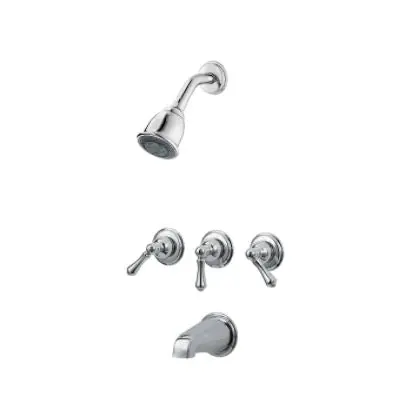 Pfister LG01-81BC Pfirst Series Three Handle Multi Function Bathtub & Shower Faucet in Polished Chrome