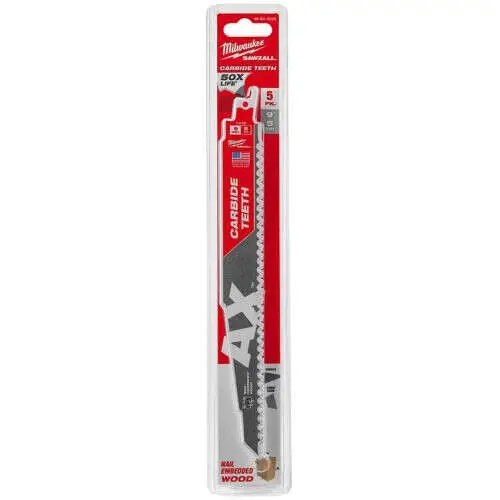 Milwaukee 48-00-5526 The AX 9 Reciprocating Carbide Wood Blade 5 TPI