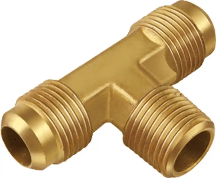 JB Industries T1-4A Brass Tee, 1/4 Flare x 1/8 MPT