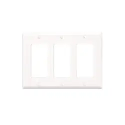 Leviton 80411-W 3-Gang Decora Wallplate, Standard Size, Thermoset, Device Mount - White