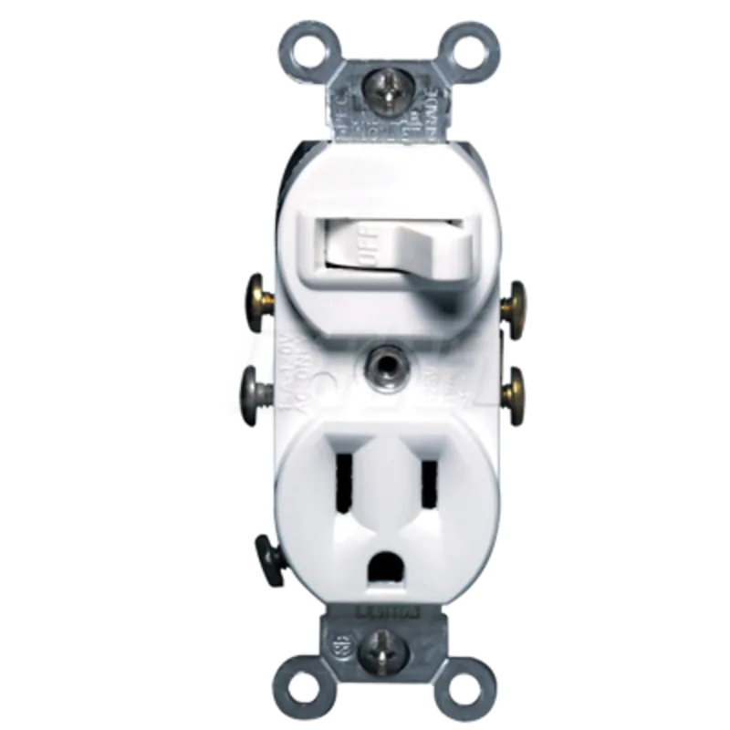 MARS 84799 Toggle Switch/Receptacle Combo, w/ Ground Ivory Switch 15 Amp 120-277V, 1-Pole receptacle 15 Amp 125V, 2-Pole, 3 Watt