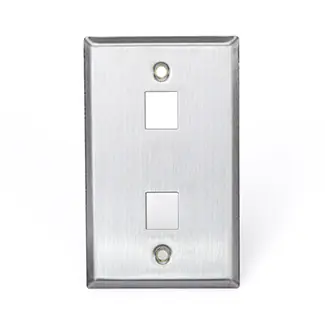 Leviton 43080-1S2 Stainless-Steel QuickPort Wall Plate, Single-Gang, 2-Port