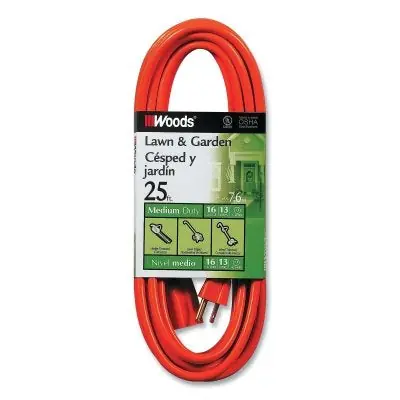 Woods Wire 267 Outdoor Round Vinyl Extension Cord 13 A 25 ft Orange