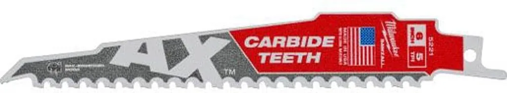 Milwaukee 48-00-5321 The AX with Carbide Teeth SAWZALL Blade 6 in 5 TPI
