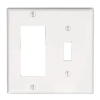 Leviton 80405-W 2-Gang Combination Wall Plate, White