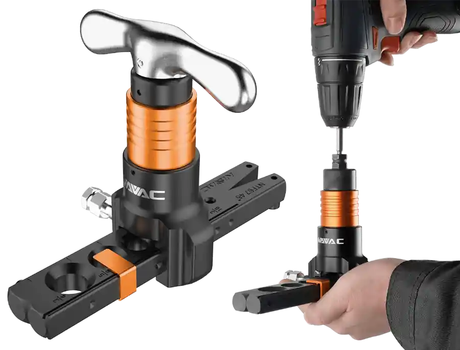NAVAC Inc NTF67D Flaring Tool Hand or Drill-Powered for Tube Sizes 3/16 - 3/4 OD