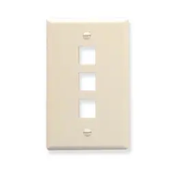 Leviton 41080-3TP Single-Gang QuickPort Wall Plate, 3-Ports, Light Almond