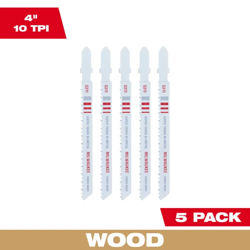 Milwaukee 48-42-5311 Heavy Duty Jig Saw Blade 4 in 10 TPI Bi-Metal Cutting Edge