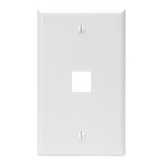 Leviton 41080-1WP Single-Gang QuickPort Wall Plate, 1-Port, White