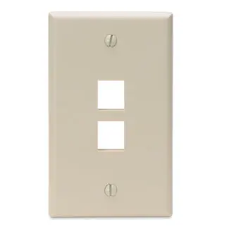 Leviton 41080-2IP Single-Gang QuickPort Wall Plate, 2-Port, White