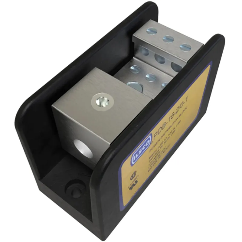 ILSCO PDB-16-2/0-1 Power Distribution Block, Dual Rated, Line Conductor Range 2/0-12, Load Range 4-14, 1 Port Per Pole Line Side, 6 Ports Per Pole Load Side, 1 Pole, UL, CSA