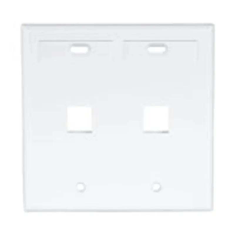 Leviton 42080-2WP Dual-Gang QuickPort Wall Plate with ID Windows 2-Port White